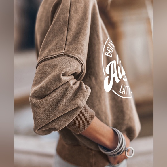 Round Neck Dropped Shoulder Graphic Sweatshirt - Picture 2 of 3